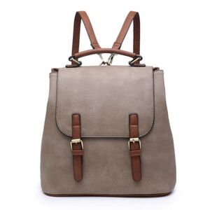 Jen & Co. Brooks Convertible Vegan Leather Backpack Taupe & Brown